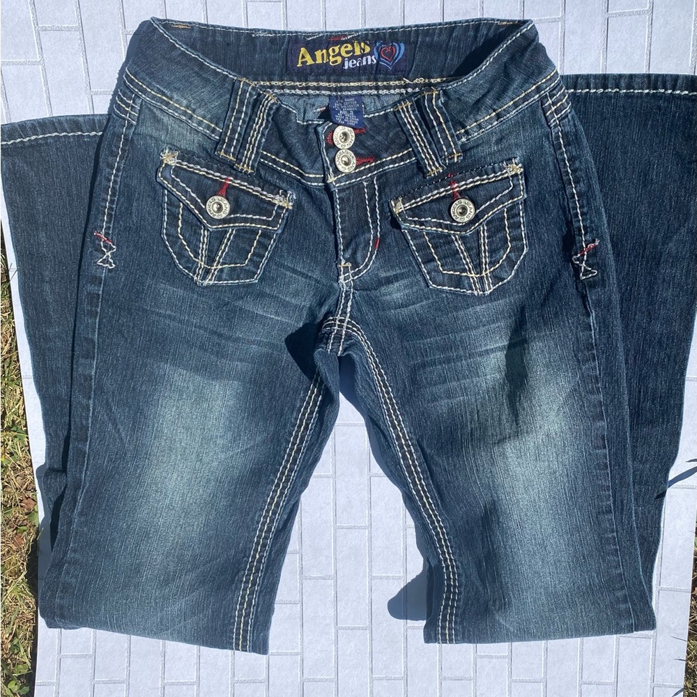 Angels Jeans Dark Blue Flare Leg Denim Y2K Vintage